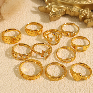 Minimalist Geometric <b>Ring</b> <b>Set</b> <b>Gold</b> Tone Unisex Fashion Jewelry Gift Index Finger <b>Rings</b> - Product Image 1