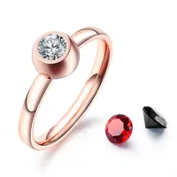 สแตนเลสสตีลชุบ Rose Gold ผู้หญิงแหวนทองออกแบบ Zircon เปลี่ยนแหวนหินผู้หญิง