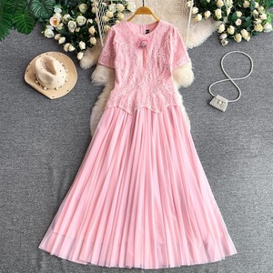 Robe de soirée rose de luxe pour femme, en tulle romantique, à ourlet évasé, longue, pour bal, fête, invitée de mariage, tenue de cérémonie, vente en gros - Product Image 4