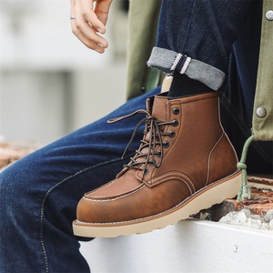 Botas de Hombre de Cuero Genuino, Clásicas, Retro, de Moda, para Motocicleta, Trabajo, Elegantes, Cómodas, Duraderas, Estilo para Caminar, de Alta Calidad - Product Image 5