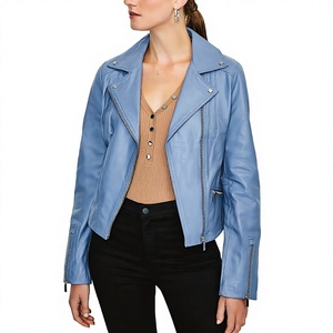Chaqueta de Cuero Auténtico para Mujer, Estilo Motero, Corte Ajustado, Ropa de Invierno, Diseño Personalizado, Superventas - Product Image 1