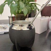 2026 Emerit Style Classique, Gourdes à Yerba Maté en Cuir de 280 ml avec Logo Personnalisé, Vente en Gros, avec Bombilla et Brosse de Nettoyage
