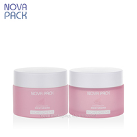 Pot en verre rose pour emballage de produits de soin, 30ml 50ml 60ml 100ml, pot à crème givré mat translucide coloré avec couvercles blancs