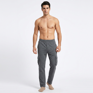 Men's Gray Cargo Sweatpants Elastic Waist Drawstring Multiple Pockets Casual Style Waterproof Breathable Lightweight Knitted - Product Image 3