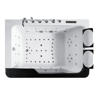 Baignoire à remous pour 2 personnes en acrylique avec cascade LED, massage hydromassant, jets, baignoire de luxe pour hôtel et spa