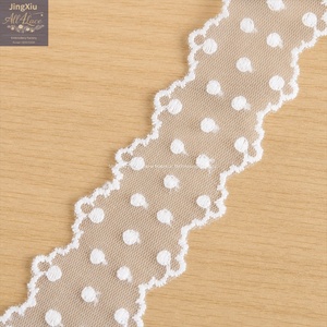 Passamaneria in pizzo ricamato a pois <span class=keywords><strong>con</strong></span> bordi smerlati doppi per fiocchi, elastici per capelli, collane, cucito e lavoretti fai da te - Product Image 6