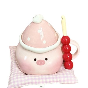 Taza de cerámica con diseño de cerdito de Dragon Nest, con tapa, 301-400ml, taza de oficina resistente al calor para mujer, regalo - Product Image 5