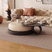 Ensemble de table basse moderne polyvalente avec plateau en verre trempé et base crème