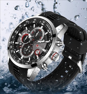 Montre à quartz pour homme OFNS 8024, bracelet en caoutchouc, calendrier, affaires, six aiguilles, grand cadran, <span class=keywords><strong>chronographe</strong></span> multifonction, étanche - Product Image 2