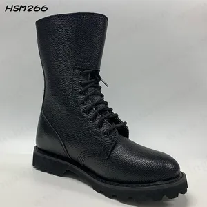 CMH, bottes de ranger français en cuir gaufré extra-haut bottes de combat à semelle en caoutchouc Goodyear anti-humide avec double boucles HSM266 - Product Image 1