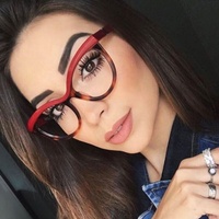 Lunettes de vue anti-lumière bleue à monture large, style œil de chat, monture intégrale, verres plats noirs, lunettes optiques haut de gamme pour femmes