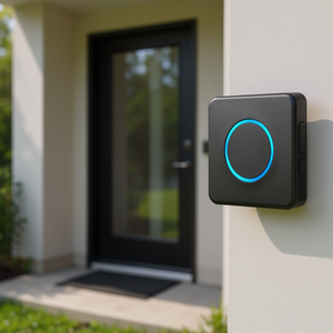 Kit de sonnette sans fil IP54 étanche, portée de 1000 pieds, alimenté par batterie, pour maison et bureau, modèle noir - Product Image 2