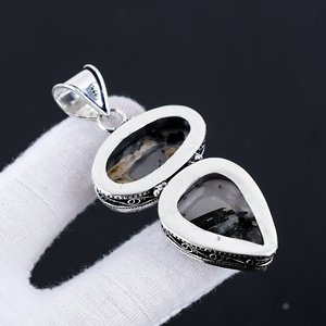 925เครื่องประดับวินเทจสไตล์โบโฮเงินแท้สำหรับผู้หญิงจี้อัญมณีสีดำทำด้วยมือดีไซน์คลาสสิก - Product Image 3