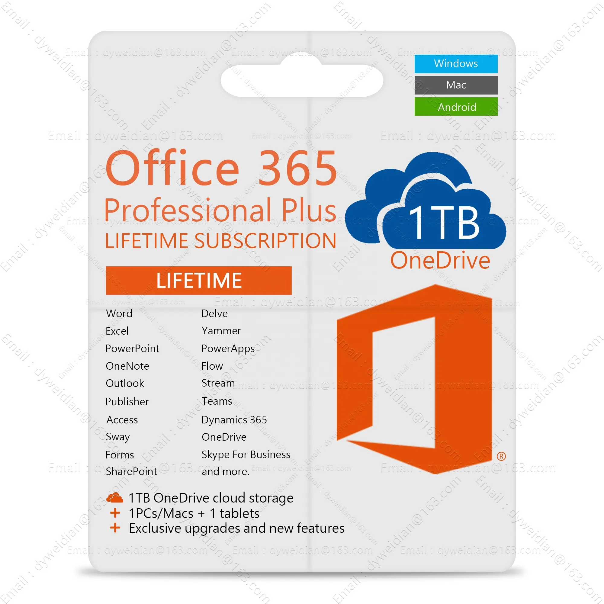 Ofis 365 Pro artı anahtar 5 cihaz, 1 TB, PC, Mac, hesap, küresel, çevrimiçi aktivasyon, dijital, e-posta teslimi