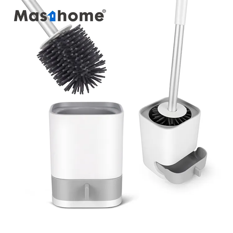 Masthome Brushes And Holders Sets With Flat Soft Head Silicone toilet brush with holder