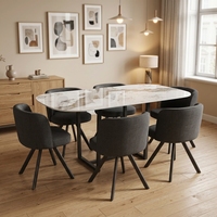 Ensemble de table à manger en bois moderne de luxe avec 7 chaises pliantes, matériau MDF écologique pour la maison et la restauration