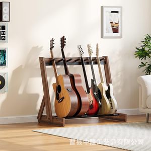 Soporte de guitarra de madera con 5 ranuras, soporte vertical para almacenamiento de guitarras acústicas y eléctricas, organizador de exhibición para sala de estar - Product Image 1