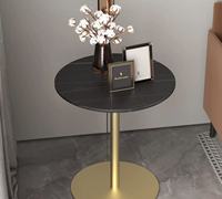 Table basse ronde en marbre avec piétement doré, table d'appoint en métal, table d'appoint moderne de luxe pour salon, chambre, bureau