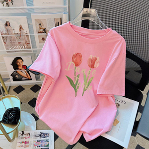 <span class=keywords><strong>Ropa</strong></span> de Mujer de Alta Calidad al por Mayor, Camisetas Gráficas de Cuello Redondo y Manga Corta para Mujer, Blusa de Moda - Product Image 5