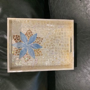 Plateau en nacre et bois incrusté, écologique, marque Glovimex, style moderne, fait main, plateau de service et de rangement en provenance du Vietnam - Product Image 3