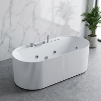 Baignoire Spa Ovale Autoportante en Acrylique avec Jets Hydromassants pour Salle de Bain et Hôtels