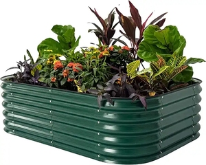 Wholesale 17" Tall Raised Garden Bed Kits Galvanized <b>Planter</b> Box Outdoor for <b>Vegetables</b> Flowers Herbs - Product Image 3