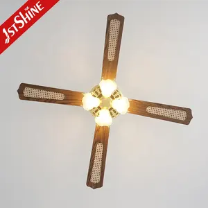 1stshine Ceiling Fan Traditional MDF Blades OEM Color 52 Inches Remote Control Pure Copper AC Motor Ceiling Fan Light