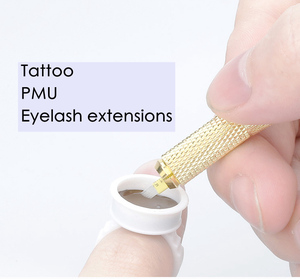 Anillos de Tinta Desechables para Tatuajes, 100 Unidades, Porta Pigmentos para Cejas PMU y Porta Pegamento para Pestañas - Product Image 5