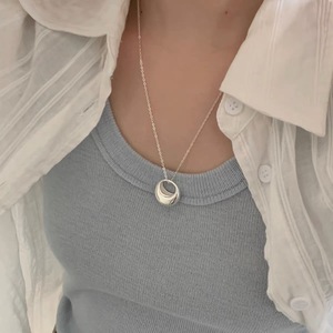 Collar Saddle Bag de Plata de Ley 925 con Forma de Luna, Cadena Larga para Suéter, Joyería Minimalista de Moda - Product Image 1