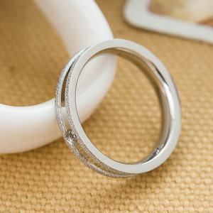 Rose Gold Diamond Ring 4mm <b>Brushed</b> Stainless Steel <b>Round</b> Brilliant Cut Women's Everyday Wear Jewelry - Product Image 4