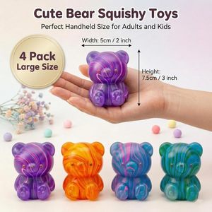 Balle anti-stress en forme de cœur d'ours à motif rayé, en maltose, à rebond lent, jouet sensoriel à presser pour adultes et enfants - Product Image 2