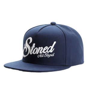 Gorra de Béisbol Unisex de 6 Paneles con Bordado 3D 'Stoned Not Stupid', Estilo Urbano y Hip Hop, Color Azul Oscuro, Algodón Peinado, Talla Adulto - Product Image 1