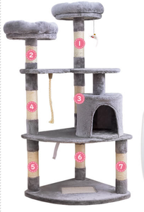 منازل وحدائق-قلعة السيزال, قلعة السيزال الحديثة كبيرة الحجم للتسلق خدوش حيوانات أليفة أثاث للشقق الخشبية برج شجرة القط - Product Image 3