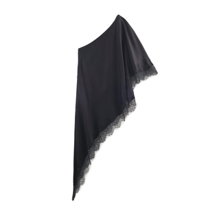 Camicetta Estiva in <span class=keywords><strong>Raso</strong></span> per Donna, Colore <span class=keywords><strong>Nero</strong></span>, Chiusura con Cerniera, Design Asimmetrico, Bordo in Pizzo, Stile Casual e Alla Moda - Product Image 1