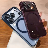 Coque magnétique brillante électroplaquée pour iPhone 18 Pro 17 16 15 14 13 12 Pro Max 18Pro, en PC rigide, ultra-fine, antichoc et mince