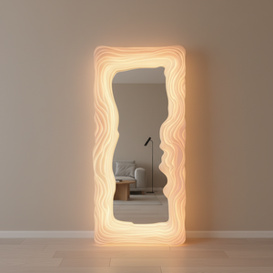 <span class=keywords><strong>Miroir</strong></span> de maquillage LED pleine longueur à forme irrégulière avec éclairage amélioré, cadre en MDF, mural, anti-explosion, pour chambre à coucher - Product Image 3