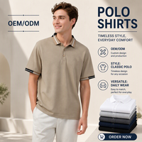 Kaos Polo Pria Khaki Custom Terlaris, Rajutan Kasual Lengan Pendek Musim Panas Anti-Pilling, Logo Bordir Custom