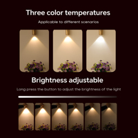 Applique murale LED cylindrique noire rechargeable USB-C avec détecteur de mouvement, culot B22, 3 températures de couleur, 1200 mAh, allumage/extinction automatique, veilleuse d'intérieur
