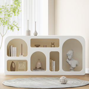 Gabinete de exhibición de crema Sala de estar Gabinete de cueva blanco Estante Estantería de piso Almacenamiento de gabinete de porche arqueado simple - Product Image 2