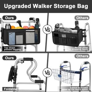 Cesta Plegable MSMT Walker, Bolsa de Almacenamiento Plegable de Gran Capacidad con Portavasos, Accesorios Desmontables para Personas Mayores (Negro) - Product Image 3