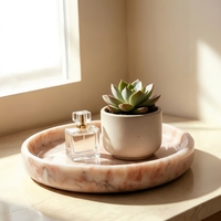 Plateau à thé rond de luxe en marbre naturel avec rainures sculptées pour usage domestique moderne, hospitalier et tables basses – Design graphique