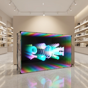 Custom 3D Logo YO Bear Infinity Mirror <b>LED</b> <b>Sign</b> UV Print Pattern Glass Home Hotels Offices RGB Color Wall Advertising - Product Image 3