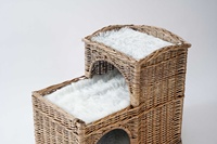 Cama para perros de mimbre y cartón de gran tamaño JY para exteriores, tipo iglú, para apartamento, verano, con soporte, cajas, oso, madera