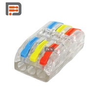 Connecteur de câblage rapide transparent PCT-2-3-Transparent avec boîtier coloré en nylon et levier, bornier de câblage rapide transparent