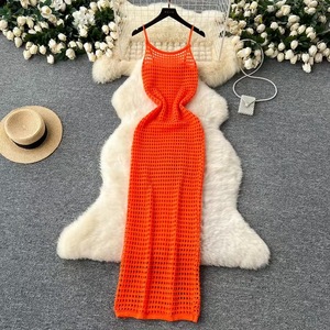 TPY0 Nuevo Estilo Vestido Camisero de Malla Calada con Capas y Combinado con un Vestido Largo Ajustado para Mujer - Ideal para Verano - Product Image 3