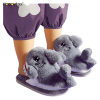 Chaussures de requin de dessin animé en peluche, pantoufles d'intérieur confortables pour la maison, pantoufles de requin pour enfants, automne hiver