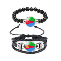 Bracelet en cuir avec drapeau national, bijou tressé à la main pour activités de plein air et décoration – Vente chaude