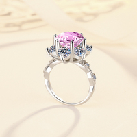 Bijoux fins, bague en argent sterling S925 plaqué rhodium, diamant rose 1&3&5 carats VVs1, moissanite, mariage
