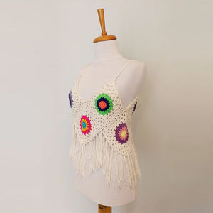 Venta al por mayor <span class=keywords><strong>de</strong></span> chalecos personalizados <span class=keywords><strong>de</strong></span> verano nuevo estilo <span class=keywords><strong>de</strong></span> ganchillo a mano sin mangas ahueca hacia fuera sexy borla mujeres chaleco suéter - Product Image 4