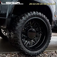 Velg Roda Ganda LSGZL 6 8 10 Lubang, Dipoles Hitam, Untuk Truk Ford F250, F2500, 3500, F-350, Ukuran 22 24 26 28 30x8.25 Inch